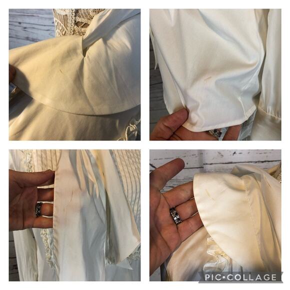 ETRO white tuxedo blouse high ruffled neck tie Victorian style size small (40) - Picture 12 of 13